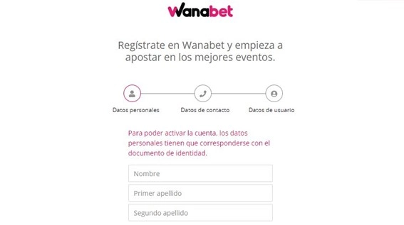Cómo registrarse en Wanabet
